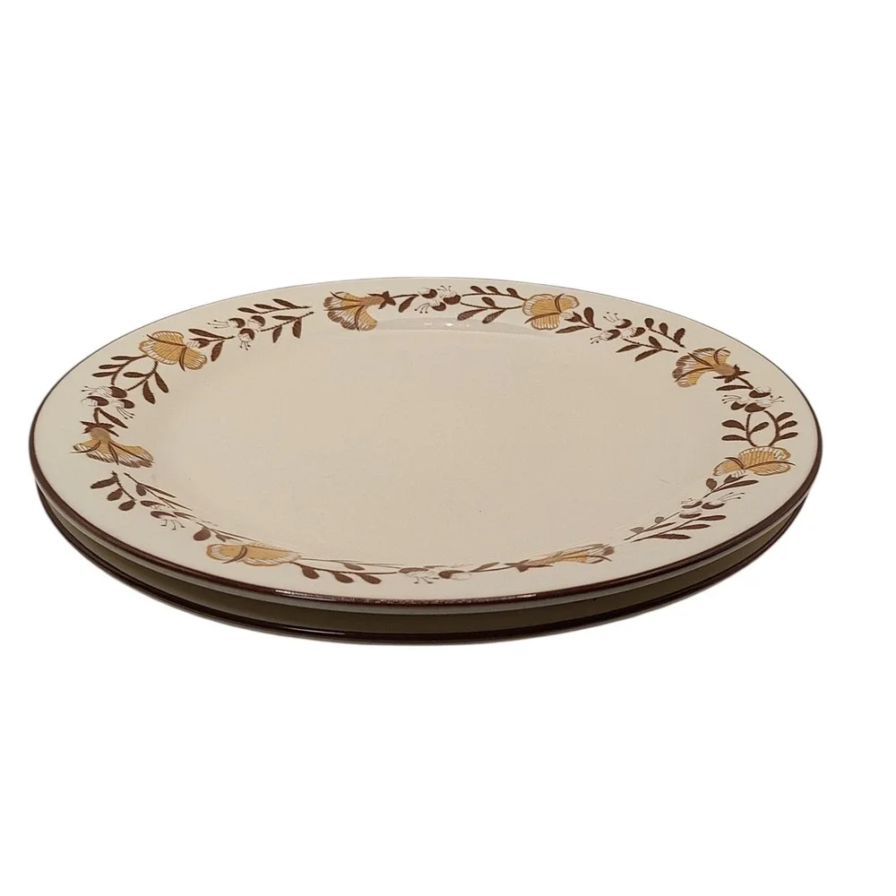 International China Dinner Plate 1776 Liberty Brown Stoneware 70s Set of Two SEE